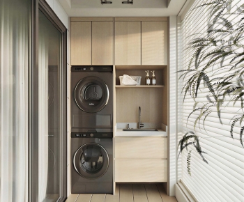 Modern Balcony Laundry Room-ID:478458882