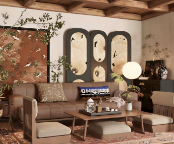 New Chinese Style A Living Room-ID:882500892