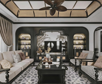 New Chinese Style A Living Room-ID:461641078