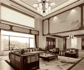 New Chinese Style A Living Room-ID:669639146