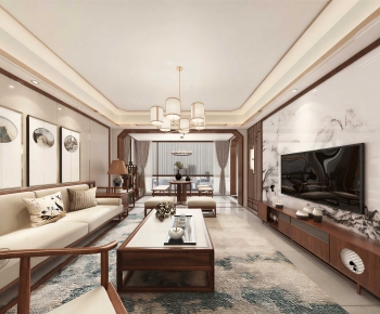 New Chinese Style A Living Room-ID:110039005