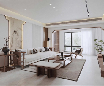 New Chinese Style A Living Room-ID:981127985