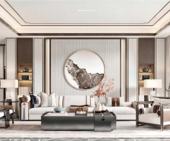 New Chinese Style A Living Room-ID:661382913