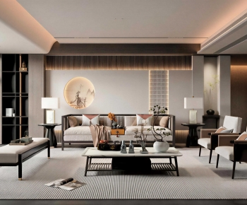 New Chinese Style A Living Room-ID:585922962
