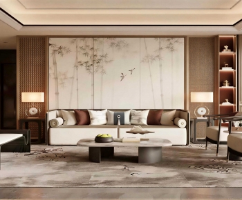 New Chinese Style A Living Room-ID:900421199