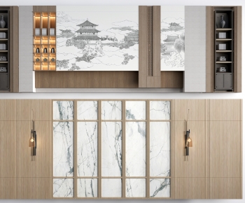New Chinese Style TV Wall-ID:248990122