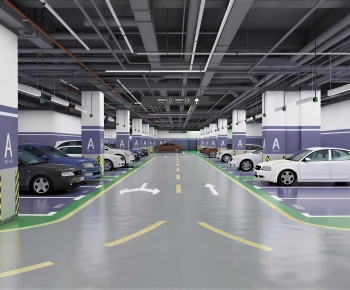 Industrial Style Underground Parking Lot-ID:680944925