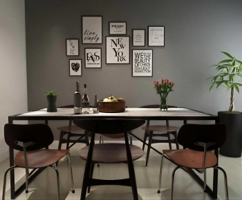 Industrial Style Dining Table And Chairs-ID:672571904