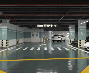 Modern Underground Parking Lot-ID:455668936