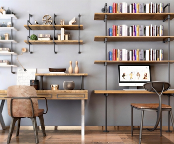 Industrial Style Computer Desk And Chair-ID:823200946