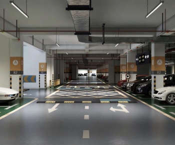 Industrial Style Underground Parking Lot-ID:112658985