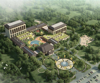 New Chinese Style Architectural Bird's-eye View Planning-ID:330653912