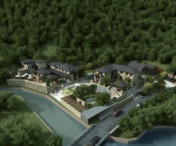 Chinese Style Architectural Bird's-eye View Planning-ID:459397085