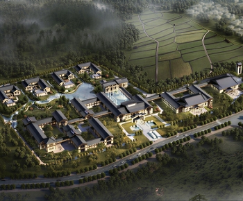 Chinese Style Architectural Bird's-eye View Planning-ID:403435956