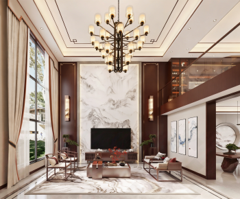 New Chinese Style A Living Room-ID:953779265