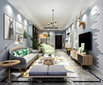 Nordic Style A Living Room-ID:478344924