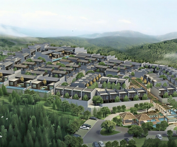 New Chinese Style Architectural Bird's-eye View Planning-ID:623059999