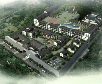 New Chinese Style Architectural Bird's-eye View Planning-ID:328639033