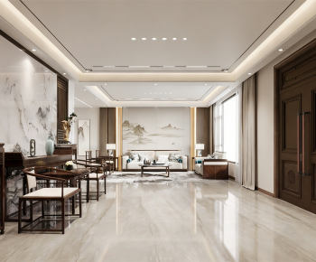 New Chinese Style A Living Room-ID:645694973