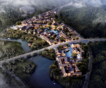 New Chinese Style Architectural Bird's-eye View Planning-ID:376797912