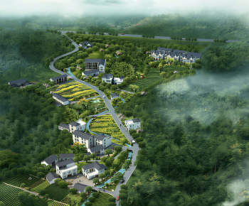 New Chinese Style Architectural Bird's-eye View Planning-ID:675410991