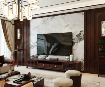 New Chinese Style A Living Room-ID:487874989