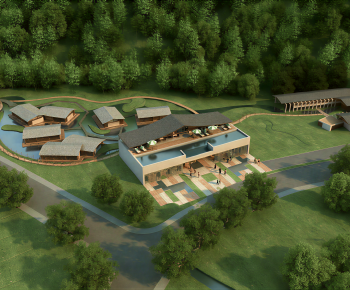 New Chinese Style Architectural Bird's-eye View Planning-ID:729435921