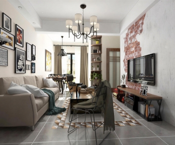 Industrial Style A Living Room-ID:910624031