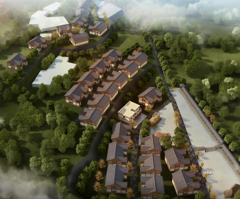 New Chinese Style Architectural Bird's-eye View Planning-ID:576256041