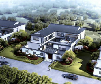 New Chinese Style Architectural Bird's-eye View Planning-ID:563625101