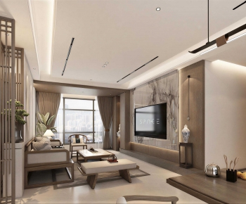 New Chinese Style A Living Room-ID:766702895