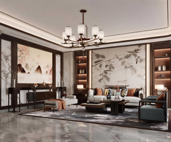 New Chinese Style A Living Room-ID:373464115