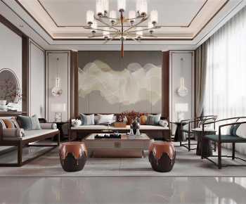 New Chinese Style A Living Room-ID:326792963