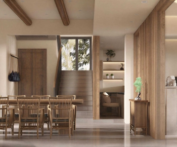 Wabi-sabi Style Dining Room-ID:727171909
