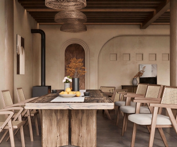 Wabi-sabi Style Dining Room-ID:705734971