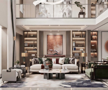 New Chinese Style A Living Room-ID:726618051