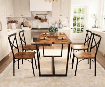 American Style Dining Table And Chairs-ID:655656108