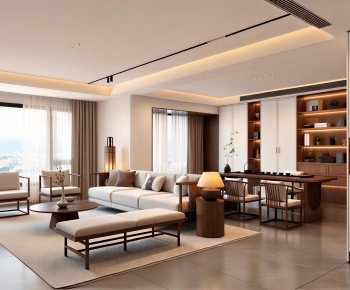 New Chinese Style A Living Room-ID:352386954