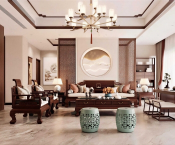 New Chinese Style A Living Room-ID:337627892