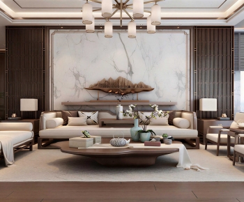 New Chinese Style A Living Room-ID:395834928