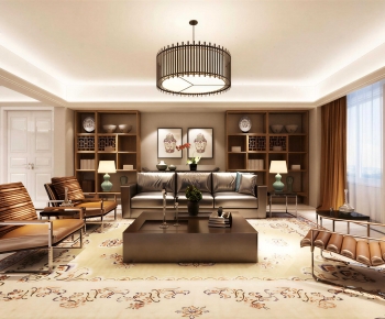 New Chinese Style A Living Room-ID:647739898