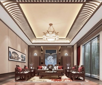 New Chinese Style A Living Room-ID:856338987