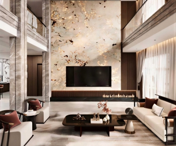 New Chinese Style A Living Room-ID:641660931