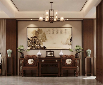 New Chinese Style A Living Room-ID:659034979