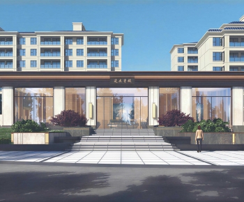 New Chinese Style Facade Element-ID:190413959