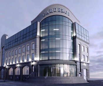 Simple European Style Appearance Of Commercial Building-ID:877837901