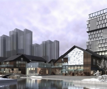 New Chinese Style Appearance Of Commercial Building-ID:495399951
