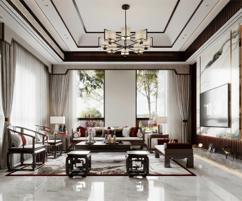 New Chinese Style A Living Room-ID:804908993