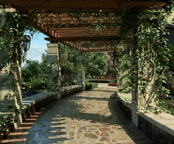 European Style Courtyard/landscape-ID:487566951