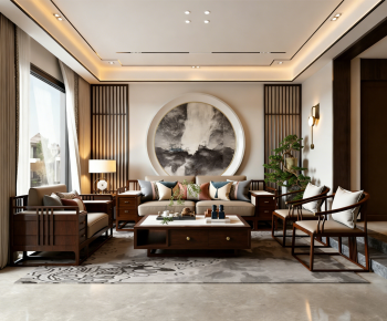 New Chinese Style A Living Room-ID:465269187